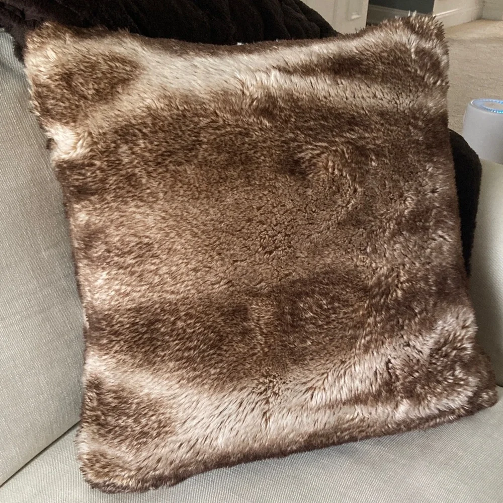 Pottery Barn 18” Square Faux Fur Down Filled Throw Pillow